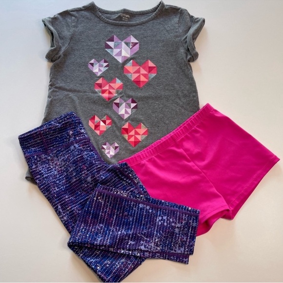 Gymboree Athletic Top, Champion Leggings & Shorties Girls Size Medium (7-8) - Picture 2 of 14